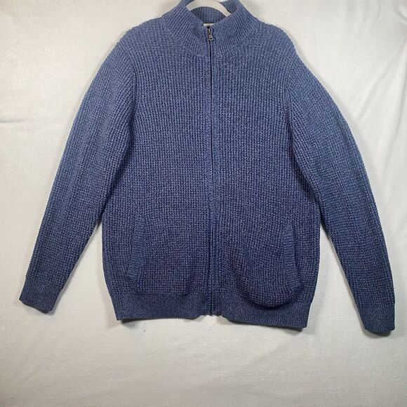 L.L. Bean Organic Cotton Waffle Knit Full Zip Cardigan – Men’s L Tall - Picture 1 of 11